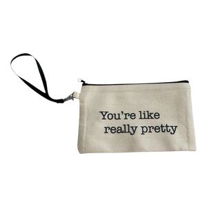 Canvas Zipper Pouch with wrist strap. Makeup bag.